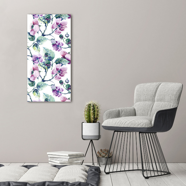 Verticaal schilderij op canvas Braambloemen
