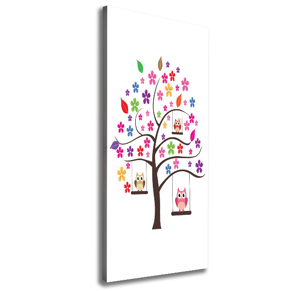 Verticale canvasfoto Uilen op schommels