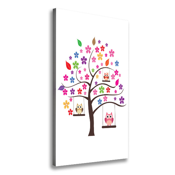 Verticale canvasfoto Uilen op schommels