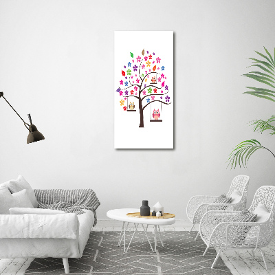 Verticale canvasfoto Uilen op schommels