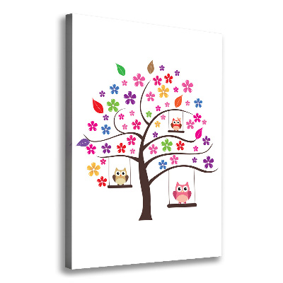 Verticale canvasfoto Uilen op schommels