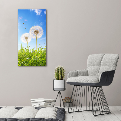 Verticale foto op canvas Paardenbloemen in de wei