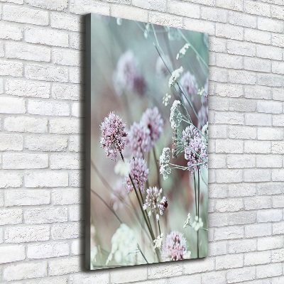 Verticaal schilderij op canvas Knoflookbloemen