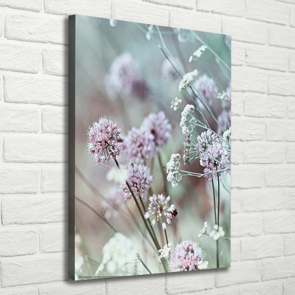 Verticaal schilderij op canvas Knoflookbloemen