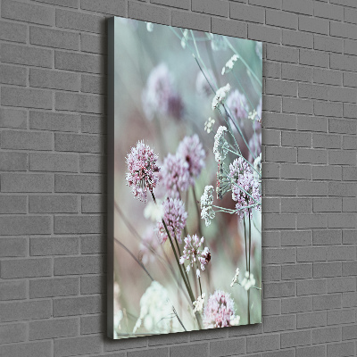 Verticaal schilderij op canvas Knoflookbloemen