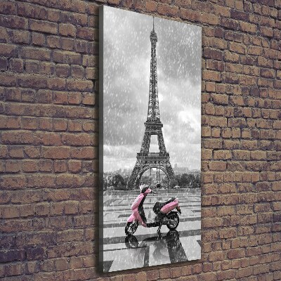 Verticaal schilderij op canvas Eiffeltoren scooter