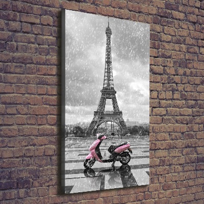 Verticaal schilderij op canvas Eiffeltoren scooter