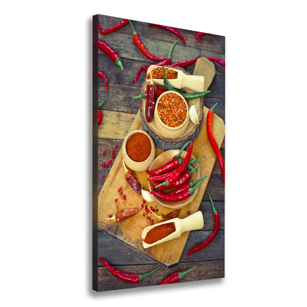 Verticaal canvasschilderij Chilipepers