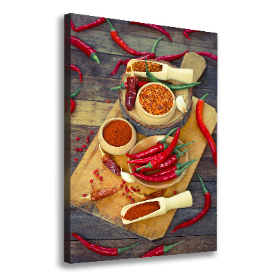 Verticaal canvasschilderij Chilipepers