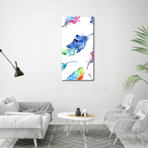 Verticaal schilderij op canvas Kleurrijke veren