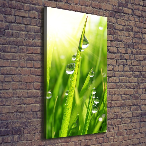 Verticaal schilderij op canvas grassprieten