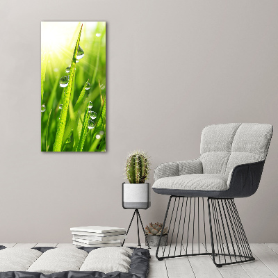 Verticaal schilderij op canvas grassprieten