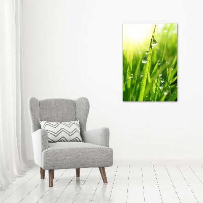 Verticaal schilderij op canvas grassprieten