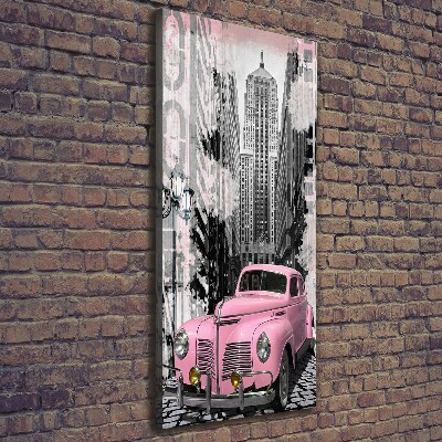Verticale foto op canvas Roze auto