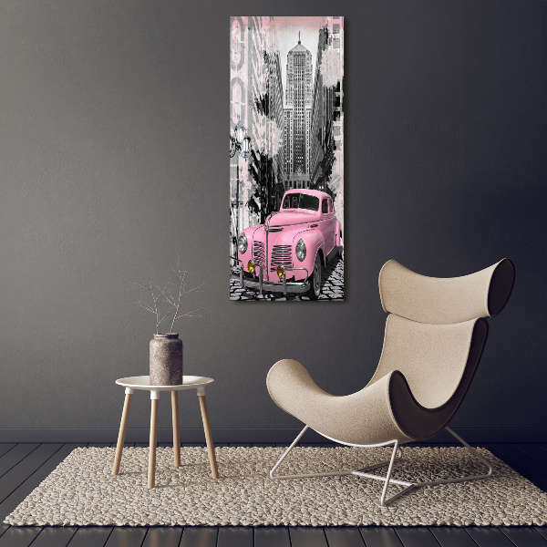 Verticale foto op canvas Roze auto