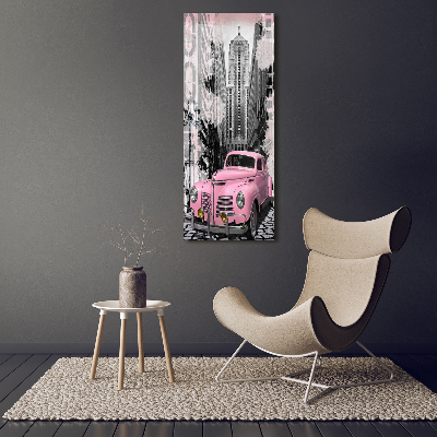 Verticale foto op canvas Roze auto