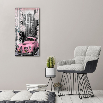 Verticale foto op canvas Roze auto
