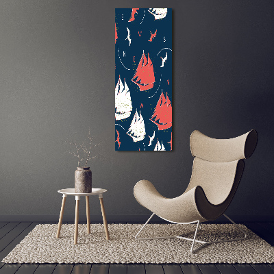 Verticaal schilderij op canvas Schepen zeevogels