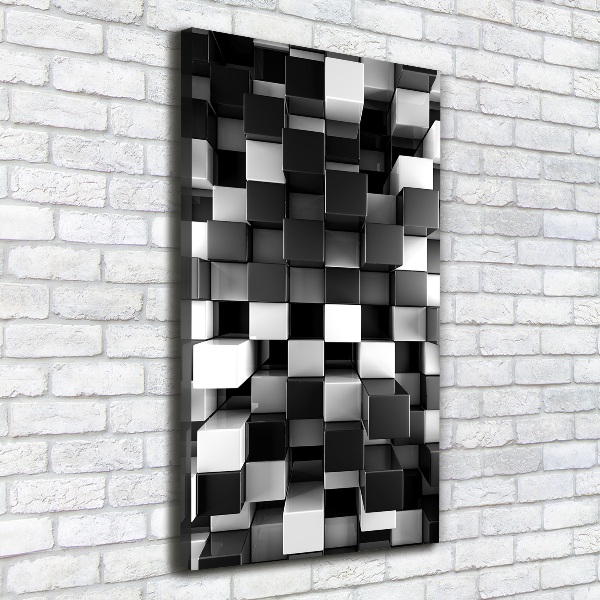 Verticaal schilderij op canvas Kubusabstractie