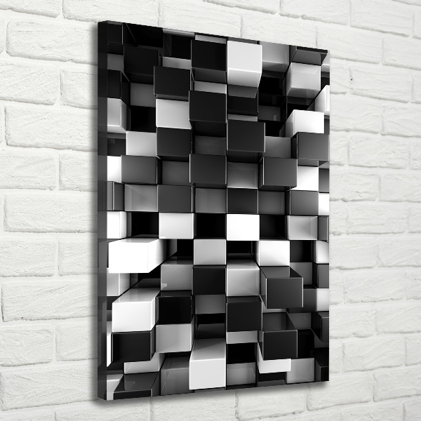 Verticaal schilderij op canvas Kubusabstractie