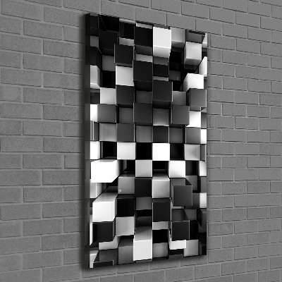 Verticaal schilderij op canvas Kubusabstractie