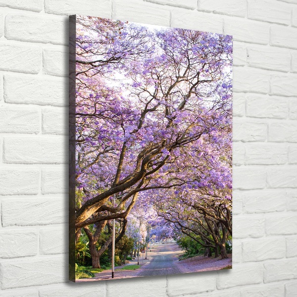 Verticaal schilderij op canvas Jacarandapad