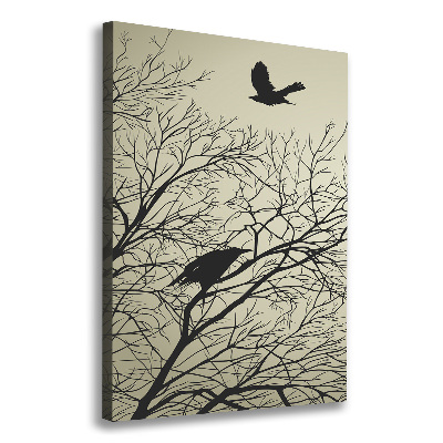 Verticale canvasfoto Kraaien in een boom