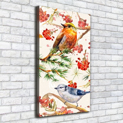 Verticale foto op canvas Vogels en bloemen