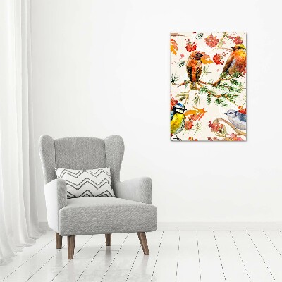 Verticale foto op canvas Vogels en bloemen