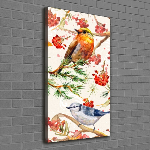 Verticale foto op canvas Vogels en bloemen