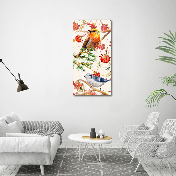 Verticale foto op canvas Vogels en bloemen