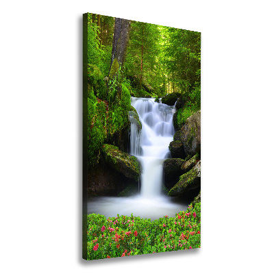 Verticaal canvasschilderij Waterval in het bos
