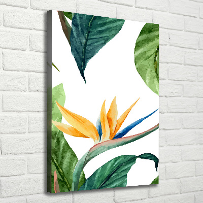 Verticaal canvasschilderij Strelitzia reginae