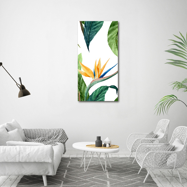 Verticaal canvasschilderij Strelitzia reginae