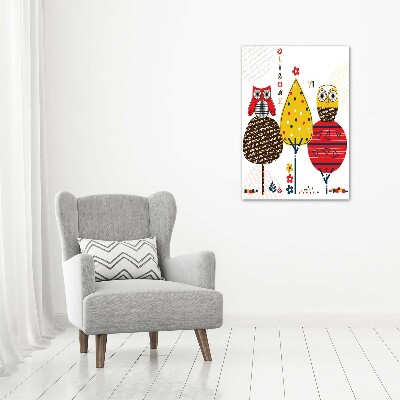 Verticale foto op canvas Uilen in de bomen