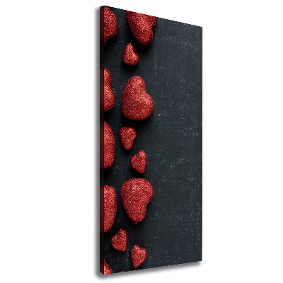 Verticaal schilderij op canvas Harten op het bord