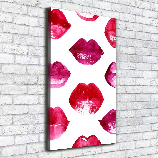 Verticaal canvasschilderij Rode lippen