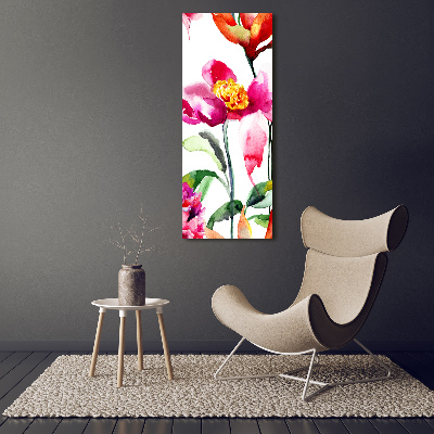 Verticaal schilderij op canvas Wilde bloemen