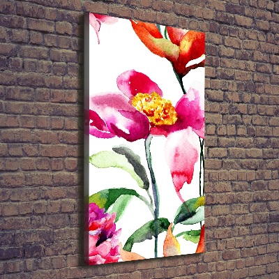 Verticaal schilderij op canvas Wilde bloemen