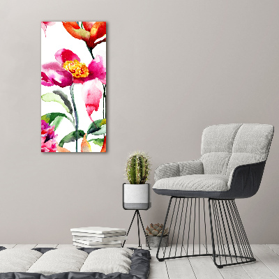 Verticaal schilderij op canvas Wilde bloemen
