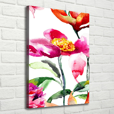Verticaal schilderij op canvas Wilde bloemen
