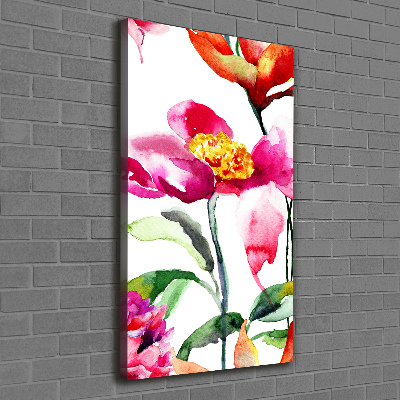 Verticaal schilderij op canvas Wilde bloemen