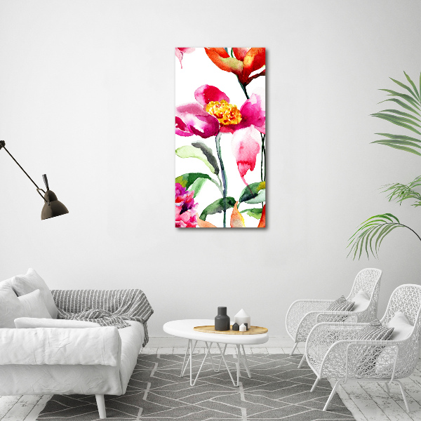 Verticaal schilderij op canvas Wilde bloemen