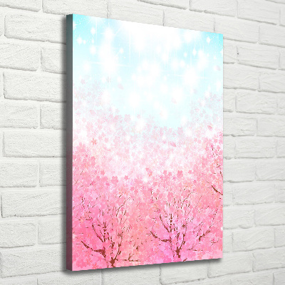 Verticaal canvasschilderij Kersenbloesems