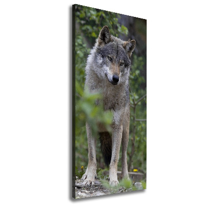 Verticaal canvasschilderij Wolf in het bos