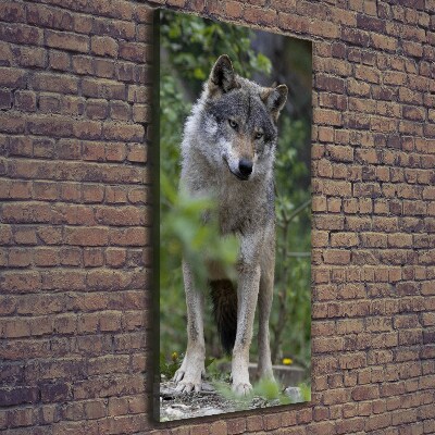 Verticaal canvasschilderij Wolf in het bos