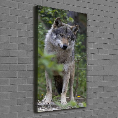 Verticaal canvasschilderij Wolf in het bos