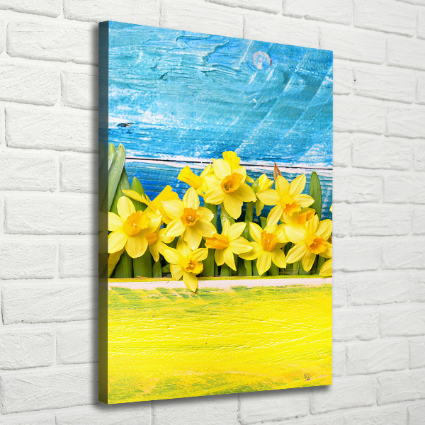 Verticaal canvasschilderij Narcissen