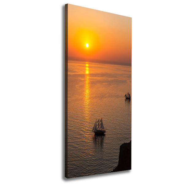 Verticaal canvasschilderij Zonsondergang aan zee