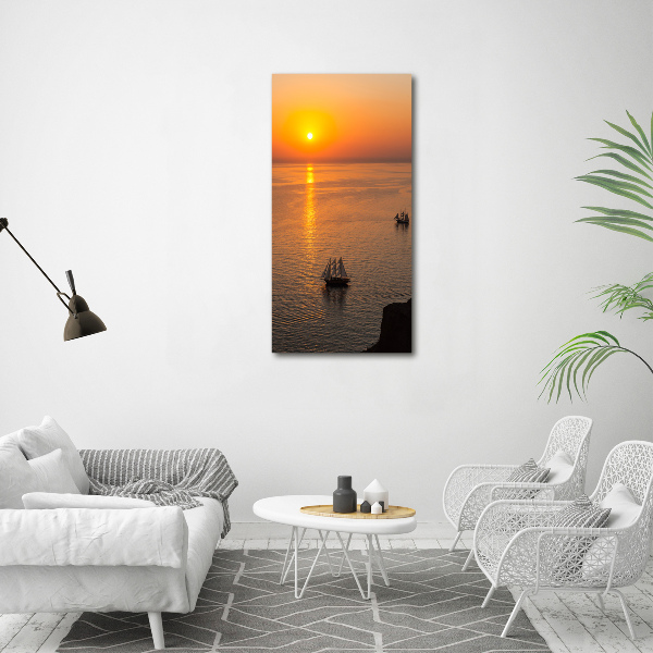 Verticaal canvasschilderij Zonsondergang aan zee